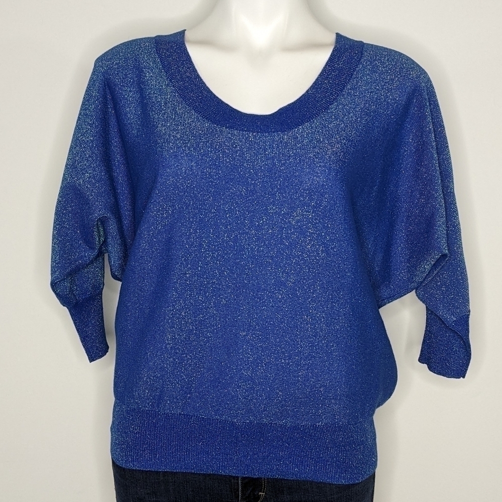 Express blue shimmer batwing sleeve lightweight sweater S